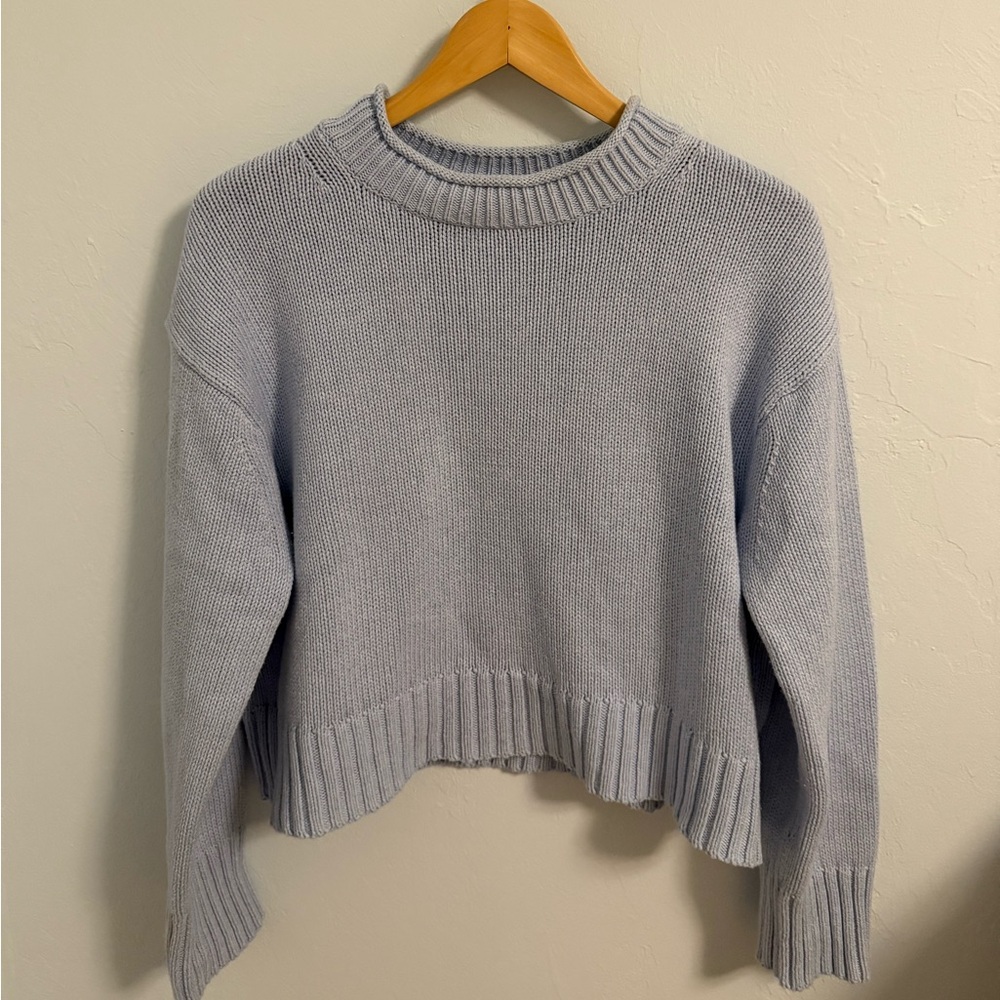 J Crew Cropped Mock Neck Cotton Sweater
Light Blue